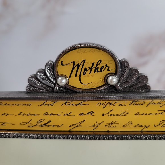 Vintage Home Collection Mother Yellow Metal Glass Ornate Picture Frame - Picture 5 of 5
